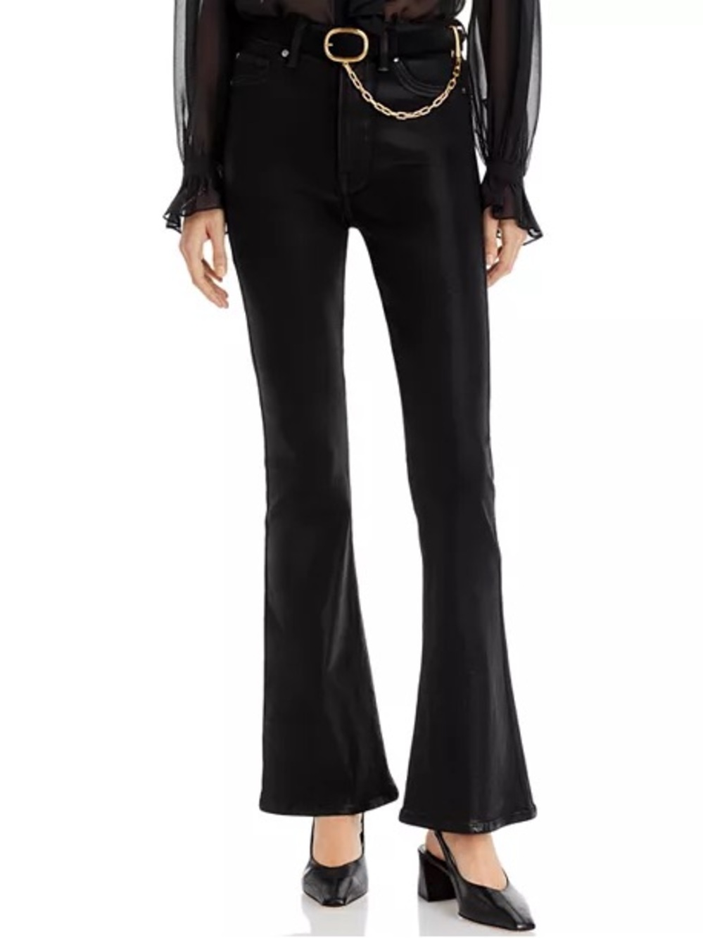 7 For‎ All Mankind Tailorless Ultra High Rise Slim Bootcut Jeans 28 Coated Black